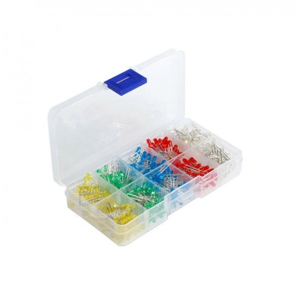 B-STOCK - LED set 3mm - In Box - Green - Red - Yellow - Blue - White - 500 pieces