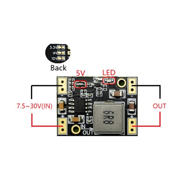 DC-DC Adjustable Step-down Buck Converter 5A - 3.3V-5V-9V-12V