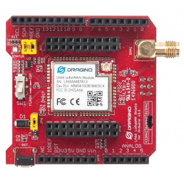 Dragino LA66 LoRaWAN Shield - 868MHz - voor Arduino