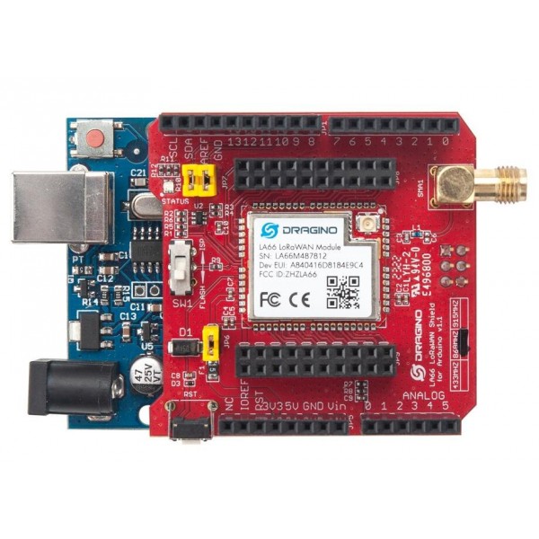 Dragino LA66 LoRaWAN Shield - 868MHz - voor Arduino