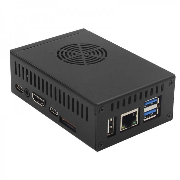 Geekworm N505 Metal Case for Orange Pi Pi 5(B) - with Fan and Heatsink - Black