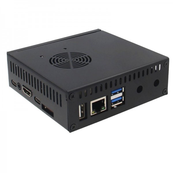 Geekworm N506 Metal Case for Orange Pi 5(B) - with Fan and Heatsink - SSD support - Black
