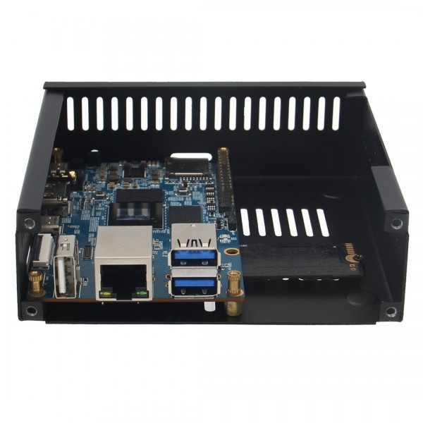 Geekworm N506 Metal Case for Orange Pi 5(B) - with Fan and Heatsink - SSD support - Black