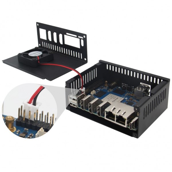 Geekworm N508 Metal Case for Orange Pi Pi 5 PLUS - with Fan -  SSD support - Black