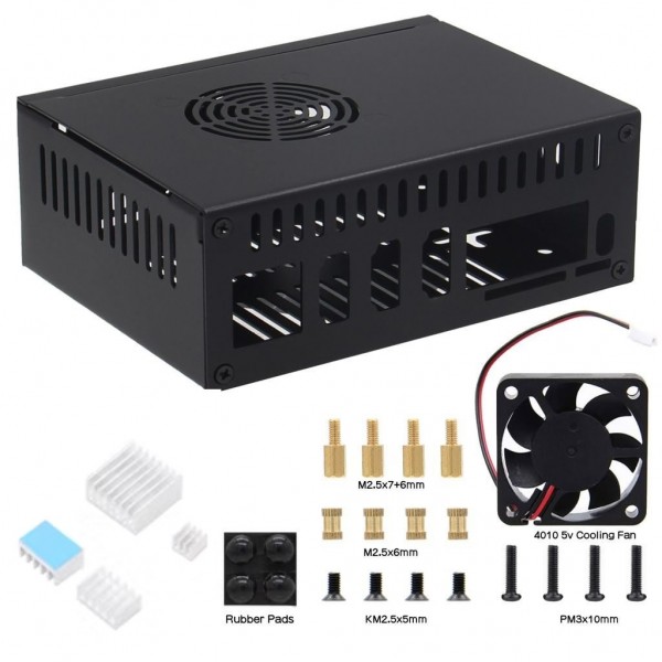 Geekworm N508 Metal Case for Orange Pi Pi 5 PLUS - with Fan -  SSD support - Black