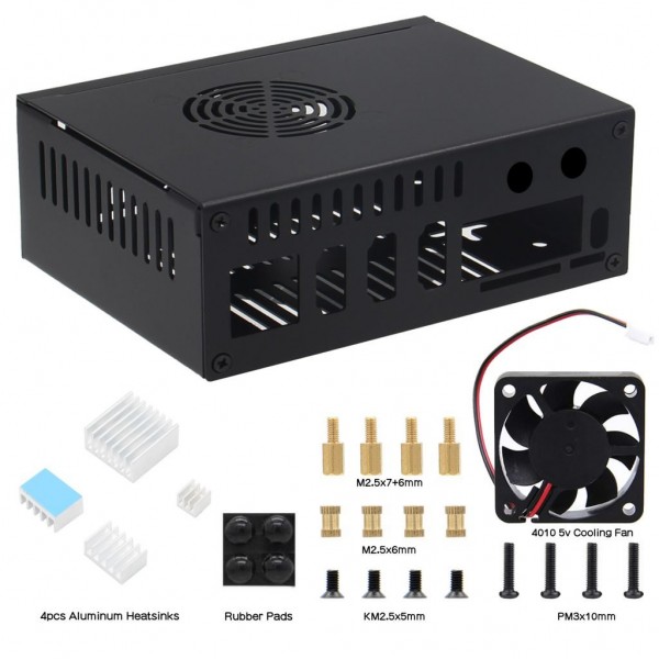 Geekworm N508 V2 Metal Case for Orange Pi Pi 5 PLUS - with Fan -  SSD support - Black