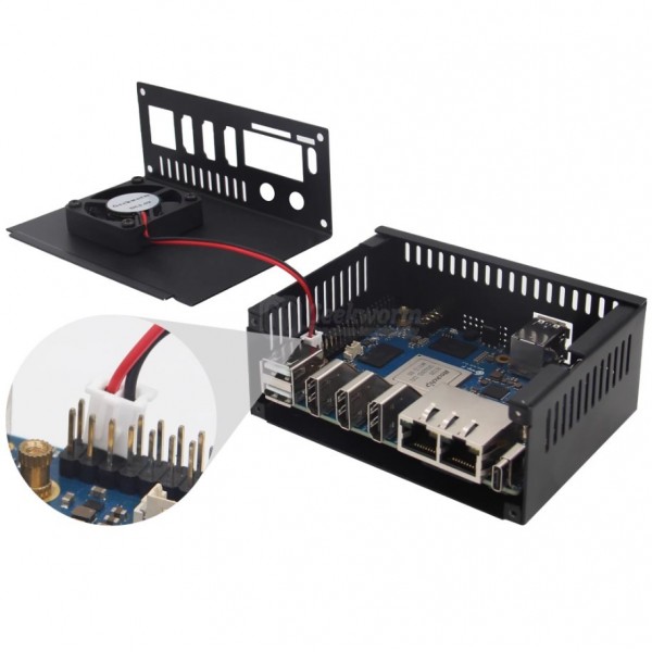 Geekworm N508 V2 Metal Case for Orange Pi Pi 5 PLUS - with Fan -  SSD support - Black