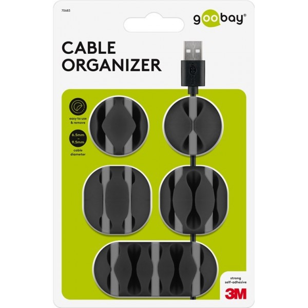 Goobay 70683 Kabelmanagement Set - 5-delig - Zwart