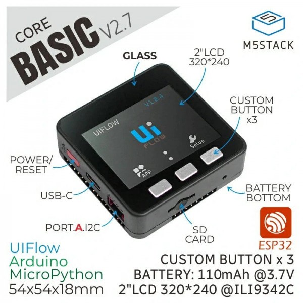 M5Stack M5Core Basic V2.7 - ESP32 IoT Development Kit