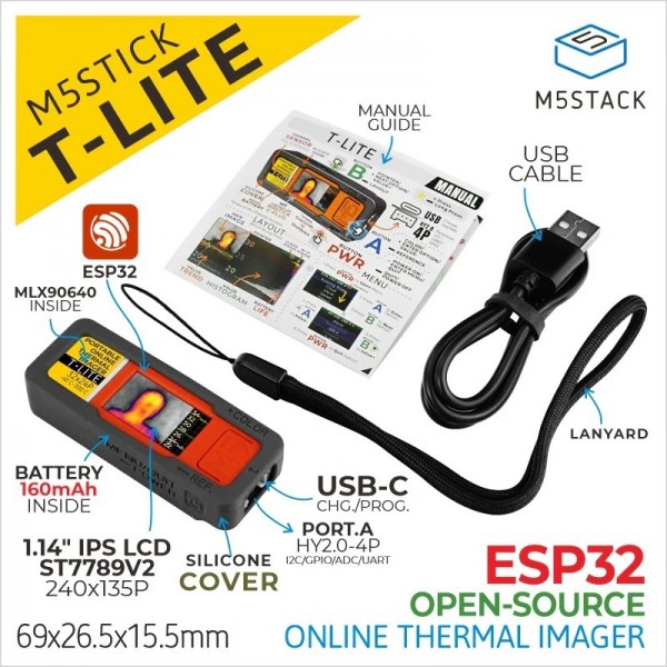 M5Stack M5Stick T-Lite - Thermal Camera - MLX90640 - with M5StickC Plus