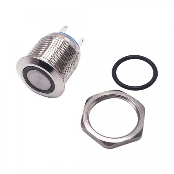 Metalen Drukknop 16x18mm - Reset - met 3-6V Witte LED