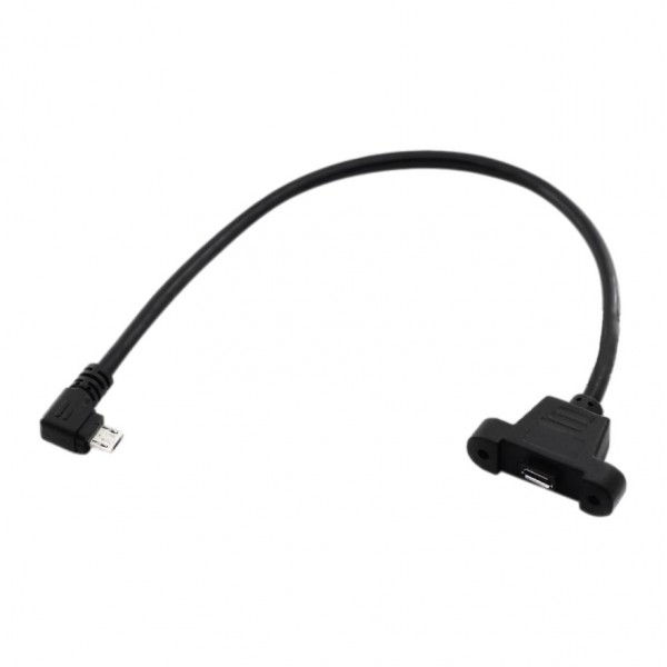 Micro USB Verlengkabel met Monteerstuk en Hoek 30cm