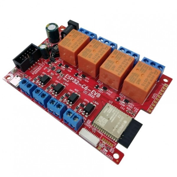 Olimex ESP32-C6-EVB Development Board - met 4 Relais Olimex ESP32-C6-EVB Development Board - met 4 Relais