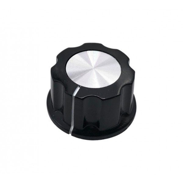 Potentiometer Knob Black-Silver Bakelite - 33.5mm - MF-A04