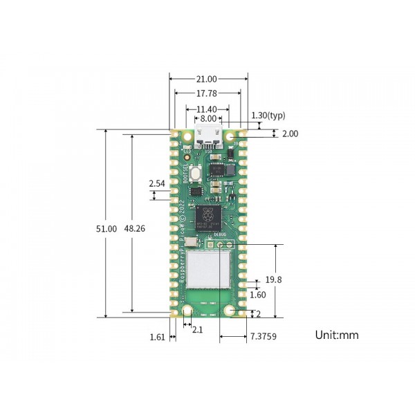 Raspberry Pi Pico W with Soldered Headers - RP2040