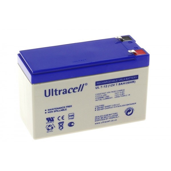 Ultracell 12V 7.0Ah Lead-Acid Battery - 4.8mm connector