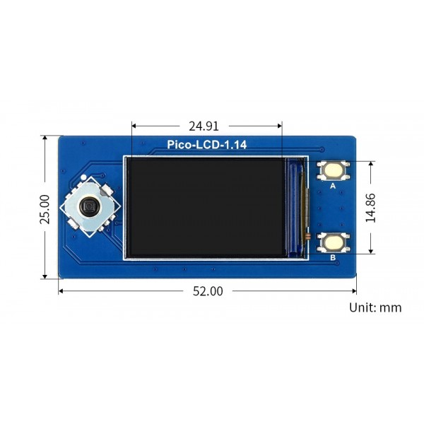 Waveshare 1.14 inch SPI IPS-TFT-LCD Display 240*135 pixels - voor Raspberry Pi Pico