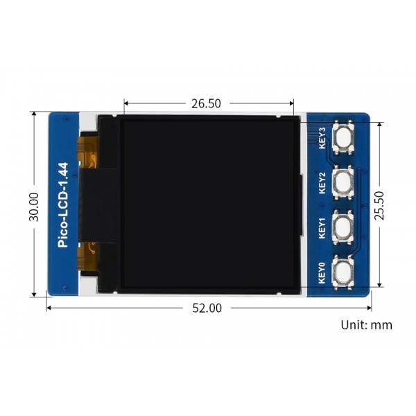 Waveshare 1.44 inch SPI TFT-LCD Display 128*128 pixels - 4 Buttons - for Raspberry Pi Pico
