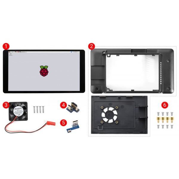 Waveshare 5.5 inch AMOLED Display 1920*1080 pixels met Touchscreen en Behuizing - voor Raspberry Pi