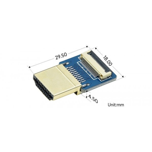 Waveshare DIY HDMI Male to FFC Adapter - Horizontal
