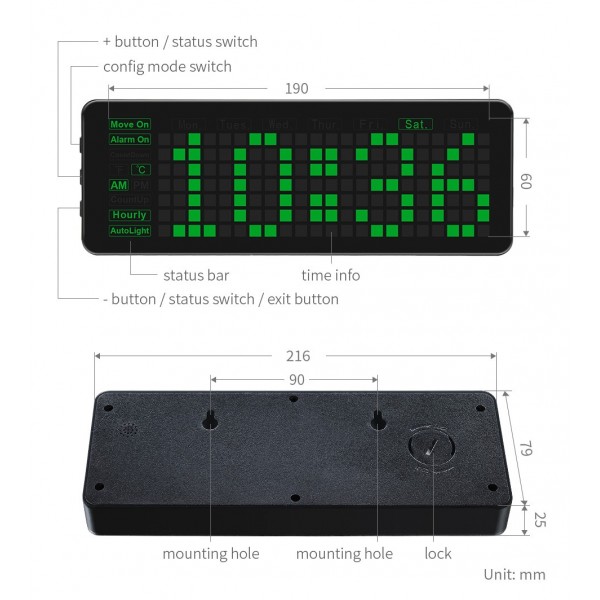 Waveshare Electronic Clock - Green - for Raspberry Pi Pico