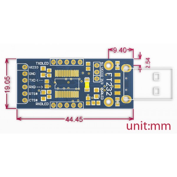 Waveshare FT232RL TTL USB naar Serieel Converter - USB-A - 3.3-5V