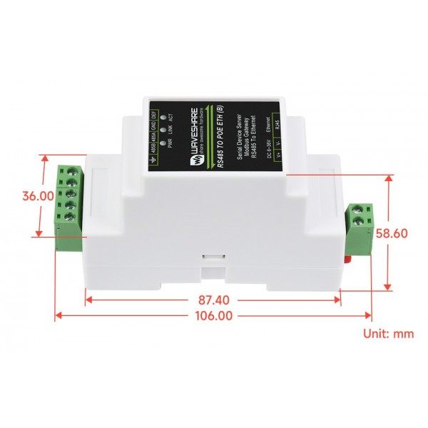 Waveshare Industrial Serial Server - RS485 to PoE Ethernet Module