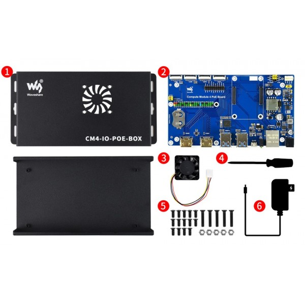 Waveshare PoE Mini-Computer with Enclosure - for Raspberry Pi CM4