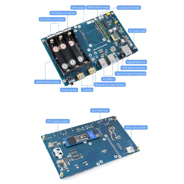 Waveshare PoE UPS Base with Enclosure for Raspberry Pi CM4