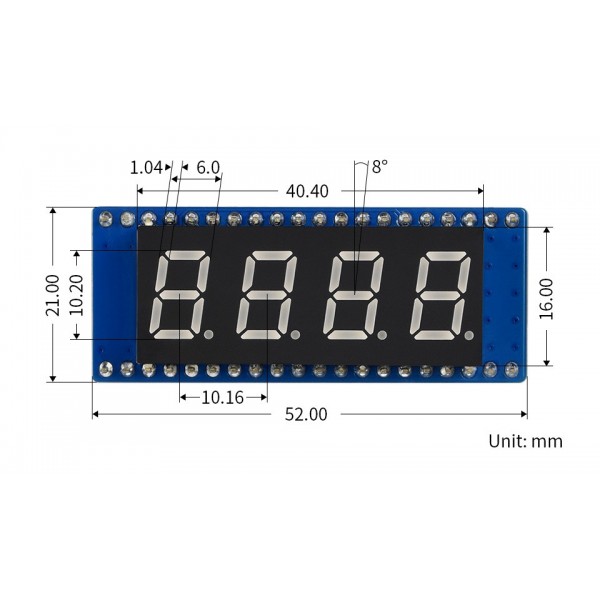 Waveshare Segment Display Module - 4 Characters - Red - for Raspberry Pi Pico