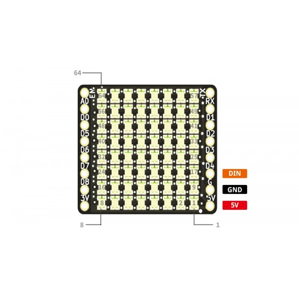 Wemos 8x8 RGB LED Shield - WS2812B-2020