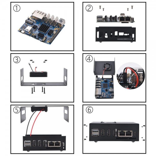 52Pi Metalen Behuizing met Ventilator - voor Orange Pi 5 PLUS