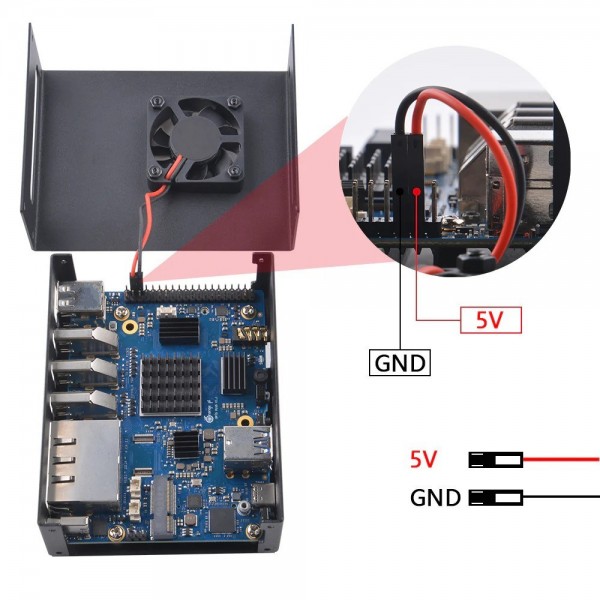52Pi Metalen Behuizing met Ventilator - voor Orange Pi 5 PLUS