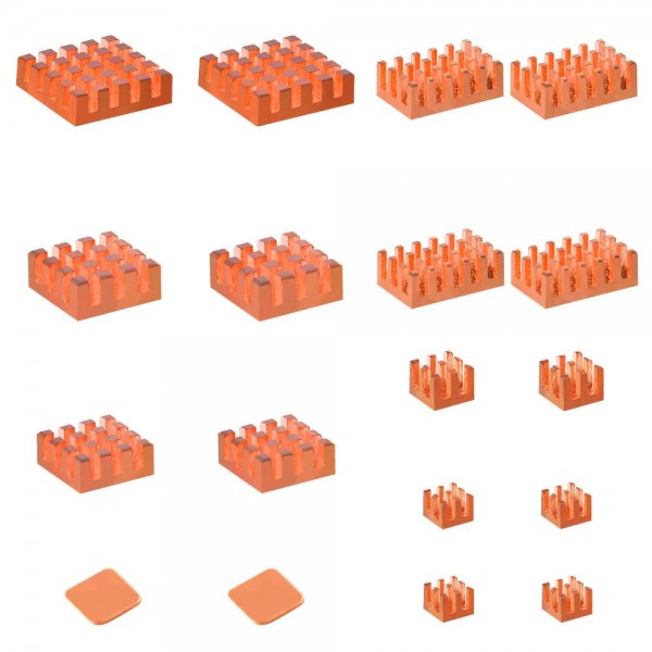 52Pi Copper Heatsink Kit - for Raspberry Pi 4B and 5 - 18 pieces