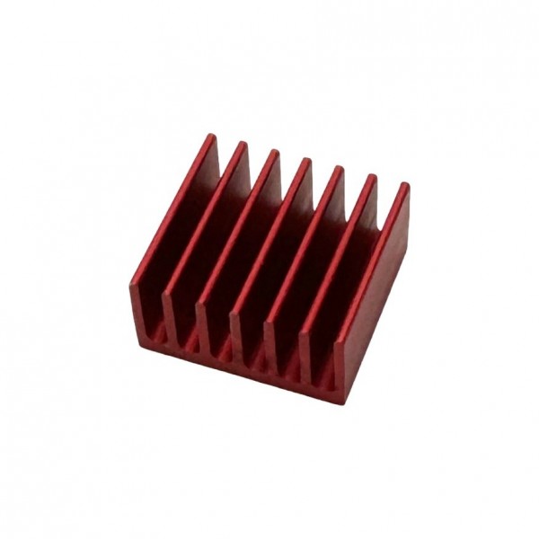 Aluminium Koelblok - 16x16x8mm - Rood Geanodiseerd - met Plaklaag