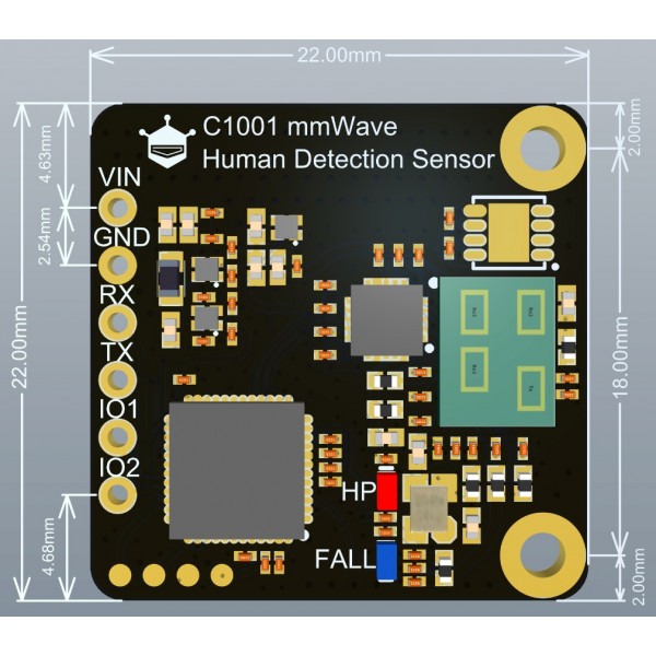 DFRobot C1001 60GHz mmWave Indoor Fall Detection Sensor - 11m