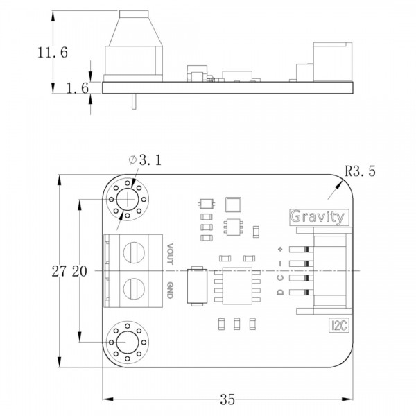 DFRobot Gravity GP8211S DAC Module - 1 Channel - 15bit - I2C - 0-5V/10V