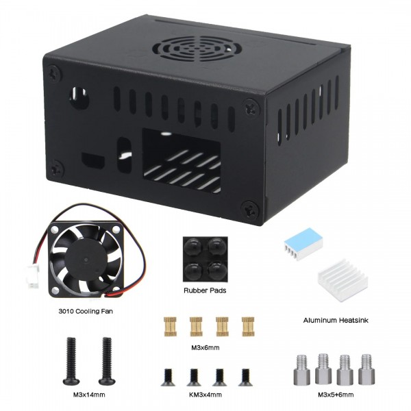 Geekworm N502 Metal Case for Orange Pi Zero 3 - with Fan - Black