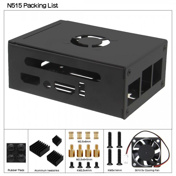 Geekworm N515 Metal Case for Orange Pi 5 Pro-Max - with Fan - Black