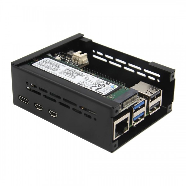 Geekworm P579 Metalen Behuizing voor Raspberry Pi 5 - SSD Ondersteuning - Zwart