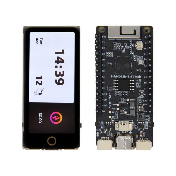 LilyGO T-Display-S3 AMOLED ESP32-S3 - with 1.91 inch AMOLED Display and Touchscreen - Soldered Headers