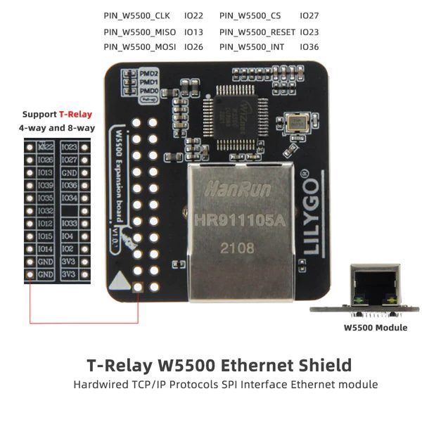 LilyGO T-Relay W5500 Ethernet Shield