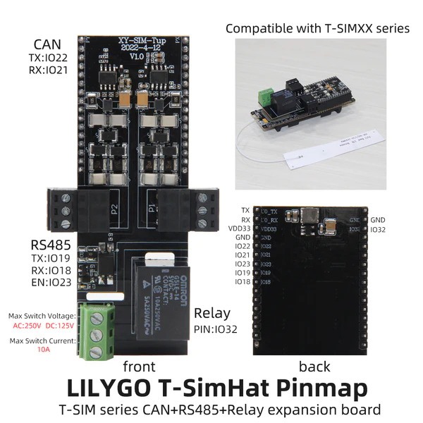 LilyGO T-SimHat - CAN - RS485 - Relais