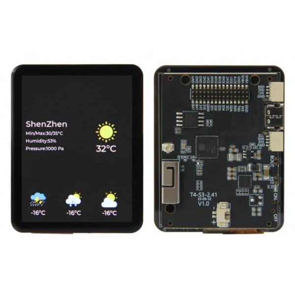 LilyGO T4-S3 - ESP32-S3 - with 2.41 inch AMOLED Display and Touchscreen