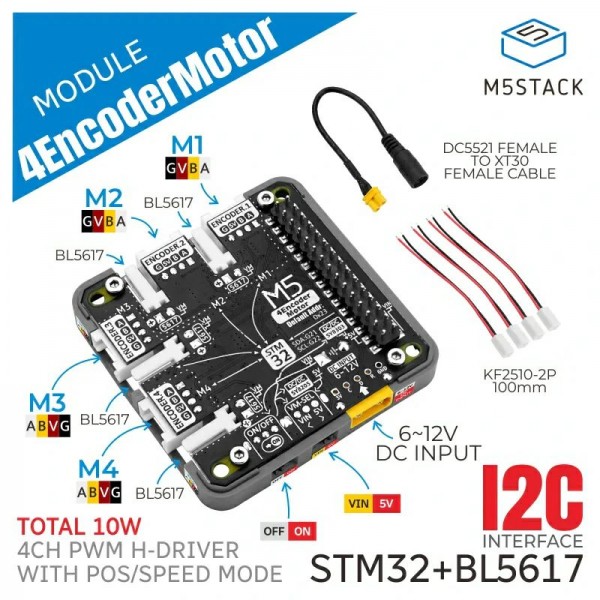 M5STACK 4EncoderMotor Module - BL5617 - Motor Driver Module - for M5Core