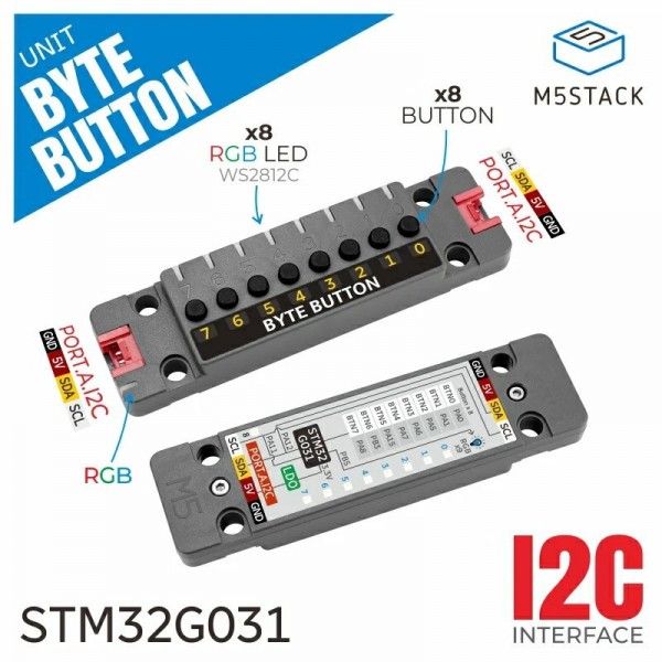 M5Stack Byte Button Unit - with 8 Buttons