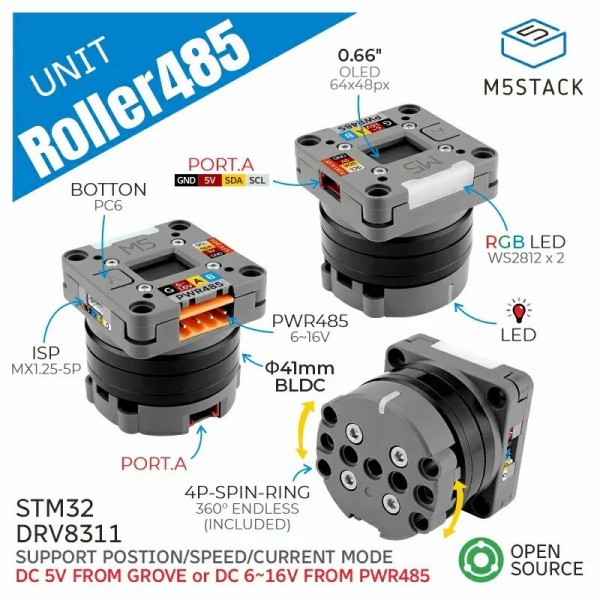 M5Stack Roller485 Unit with BLDC motor