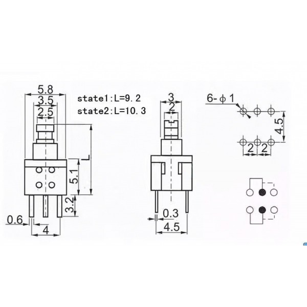 PCB Switch 5.8x5.8mm - Reset