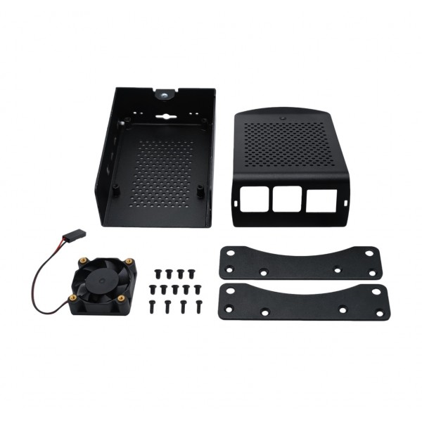 Raspberry Pi 4 Behuizing met Ventilator - Aluminium - Zwart