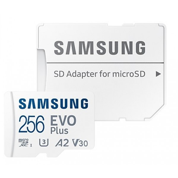 Samsung EVO Plus 256GB V30 UHS-I U3 A2 microSDXC Card with SD-card Adapter